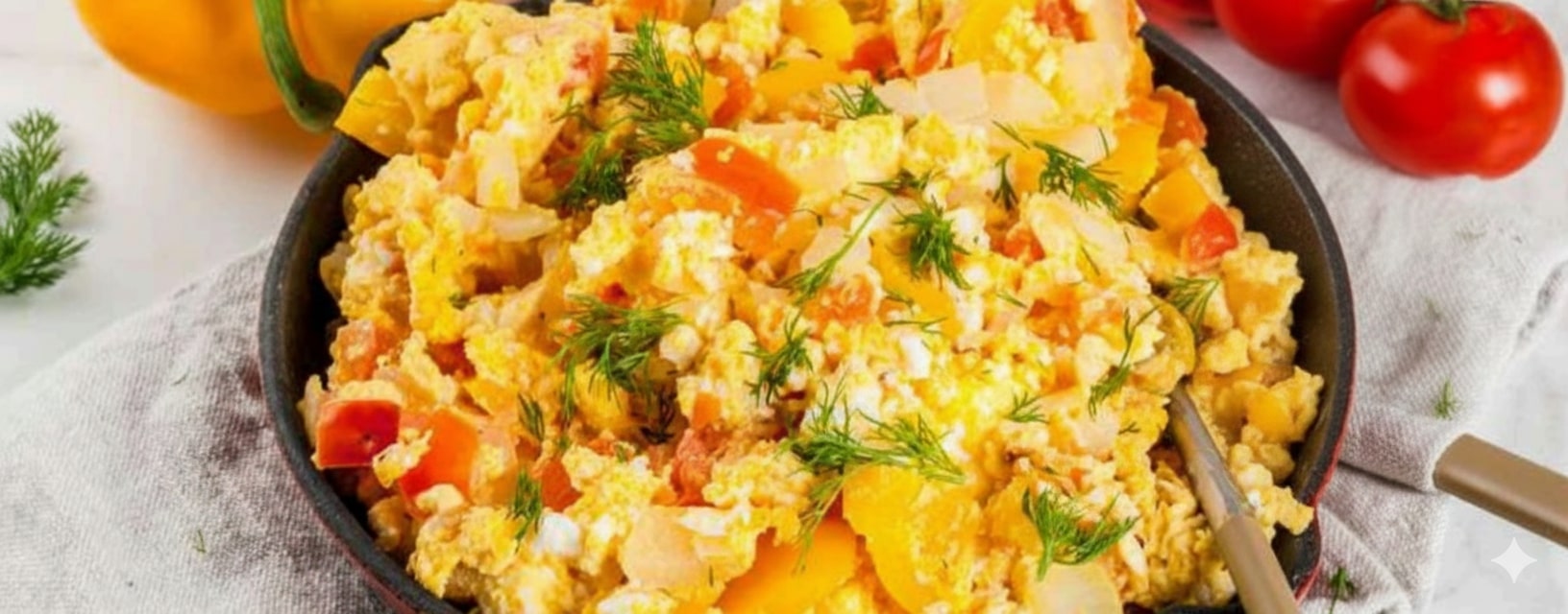 სკრემბლი ტოფუ და პომიდორით